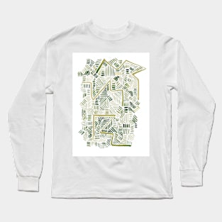 Abstract Green Zig Zag Watercolor Lines Painting Long Sleeve T-Shirt